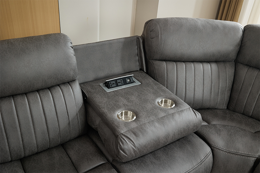 RC-7756 Stue Power Rejling Sektionssofa med usynlig opladerstik