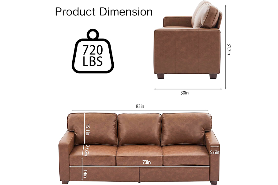 PU imiteret læder sofa, stol(SF021-BR-S)/Loveseat(SF021-BR-M)/Sofa(SF021-BR-L)