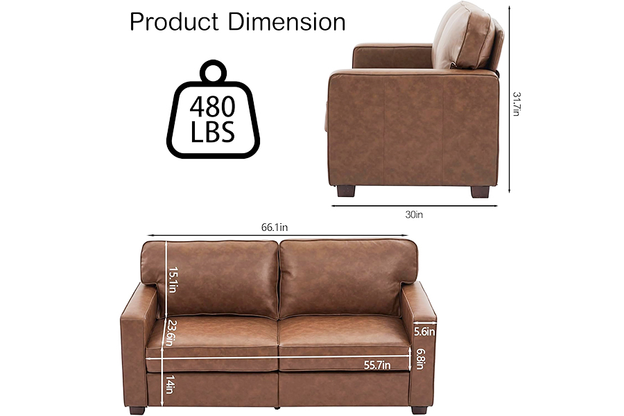 PU imiteret læder sofa, stol(SF021-BR-S)/Loveseat(SF021-BR-M)/Sofa(SF021-BR-L)