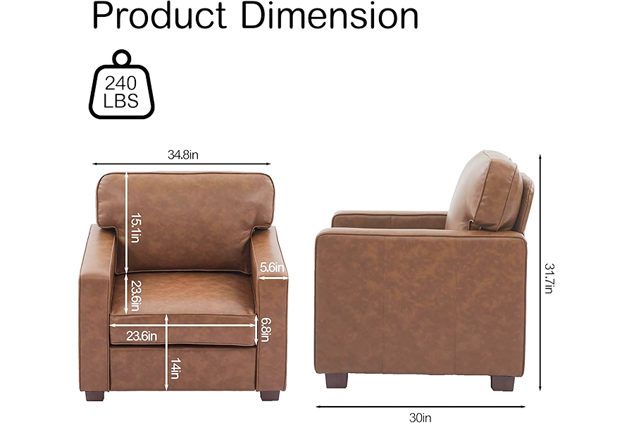 PU imiteret læder sofa, stol(SF021-BR-S)/Loveseat(SF021-BR-M)/Sofa(SF021-BR-L)